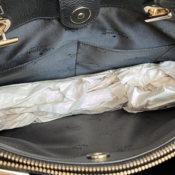 ♠️Kate Spade Large Infinite Triple Comp Tote Bag- Black- Pebble Leather-NWT - Picture 13 of 16